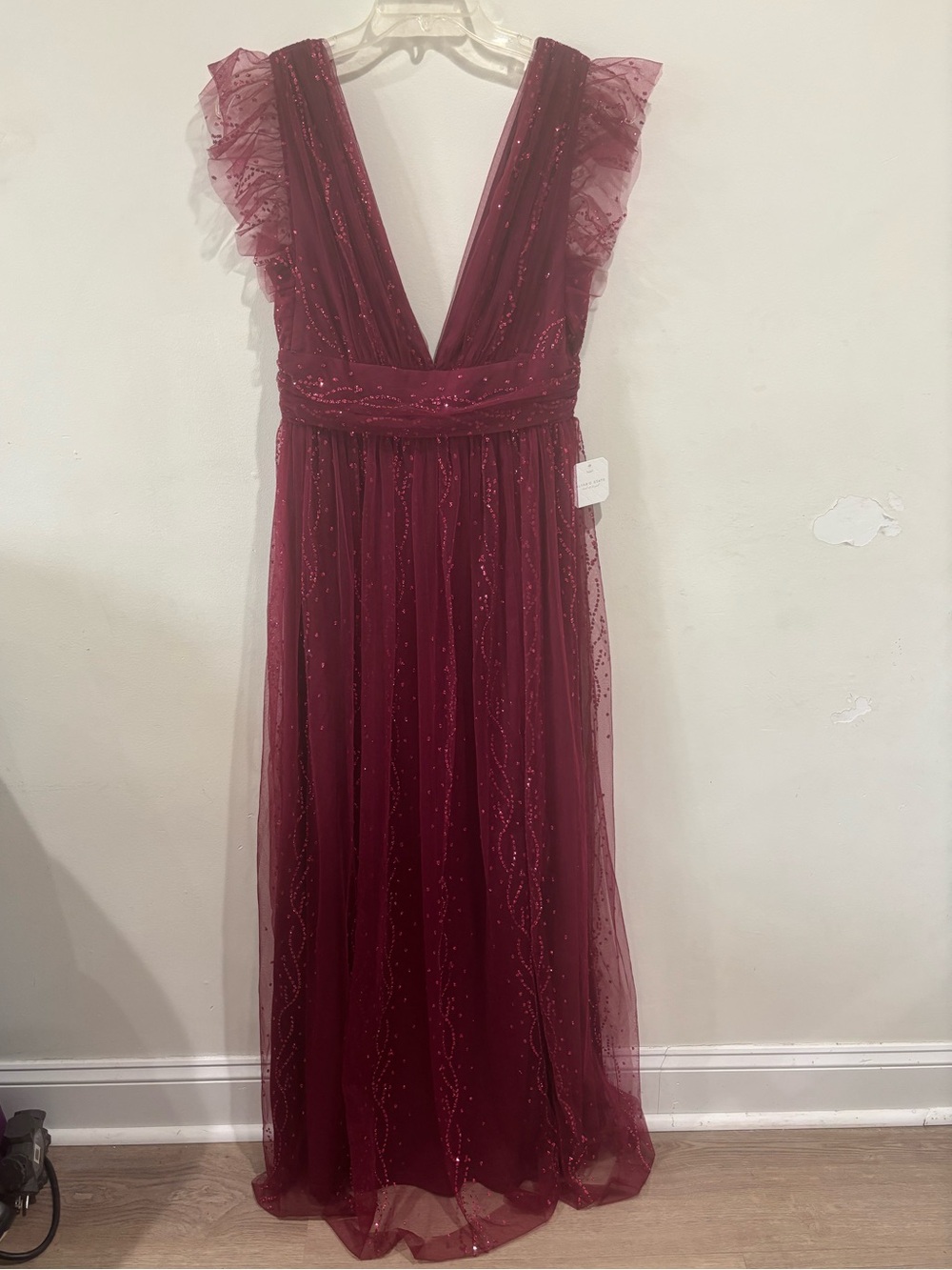 Altar’d State Glitter Tulle Maxi Dress Size Large